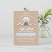 Budget Cute Lamb Baby Boy Shower Invitation (Standing Front)