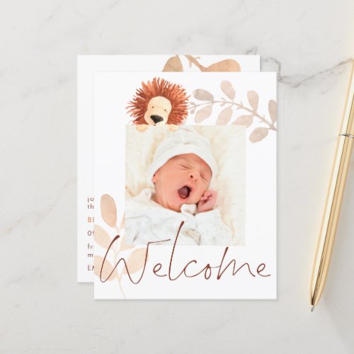 Budget Cute Lion Baby Photo Birth Announcement