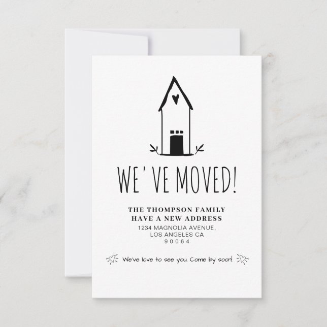 BUDGET Cute Minimal We've Moved New Address Moving Note Card (Front)