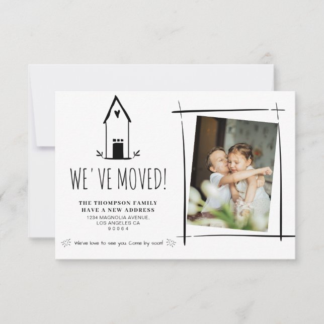 BUDGET Cute Minimal We've Moved New Photo Moving Note Card (Front)