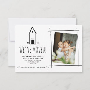 BUDGET Cute Minimal We've Moved New Photo Moving Note Card