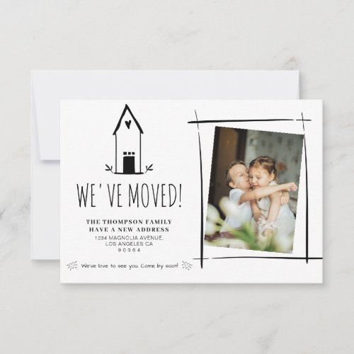 BUDGET Cute Minimal Weve Moved New Photo Moving Note Card