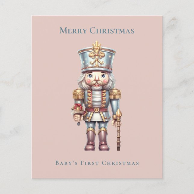 Budget Cute Nutcracker Baby's First Christmas Card (Front)