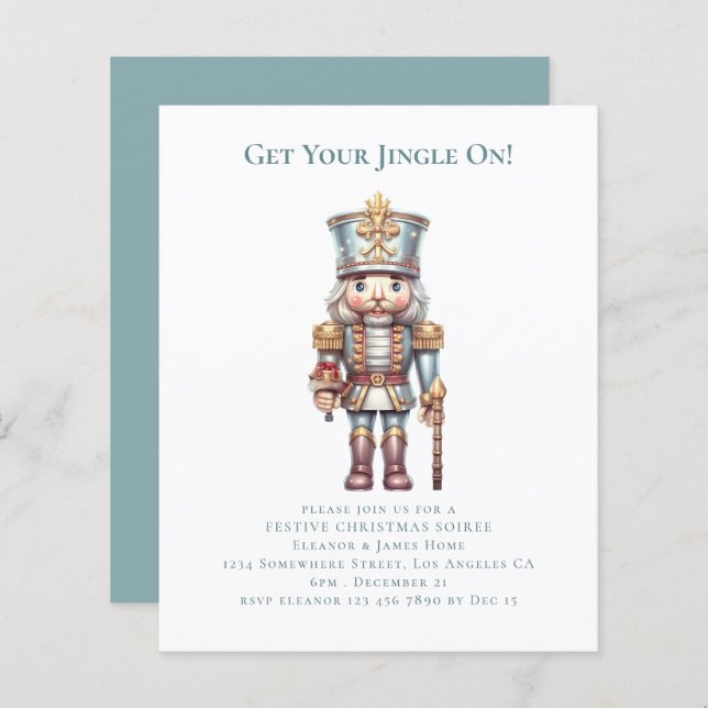 Budget Cute Nutcracker Christmas Party Invite (Front/Back)