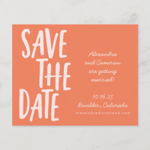 Budget Cute Orange Whimsical Wedding Save The Date