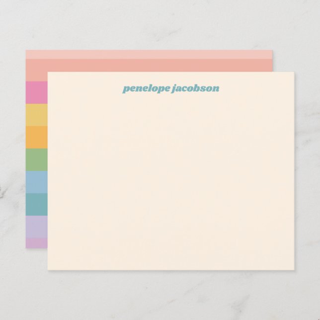 Budget Cute Pastel Stripe Personalized Stationery  (Front/Back)
