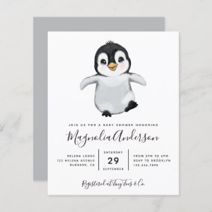 Budget Cute Penguin Baby Shower Invitation