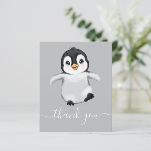 BUDGET Cute Penguin Baby Shower Thank You Card