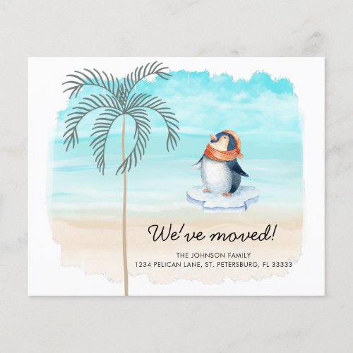 Budget Cute Penguin Florida Beach New Address Card