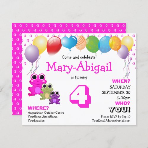 Budget Cute Pink Girls Birthday Invitation