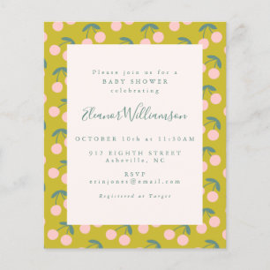 Budget Cute Pink Green Cherry Fruit Baby Shower