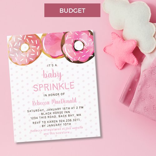 Budget Cute Pink Sprinkle Donuts Girl Baby Shower