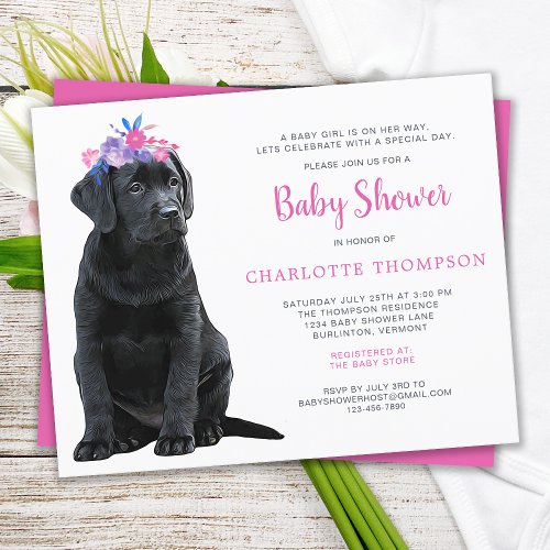 Budget Cute Puppy Dog Pink Labrador Baby Shower