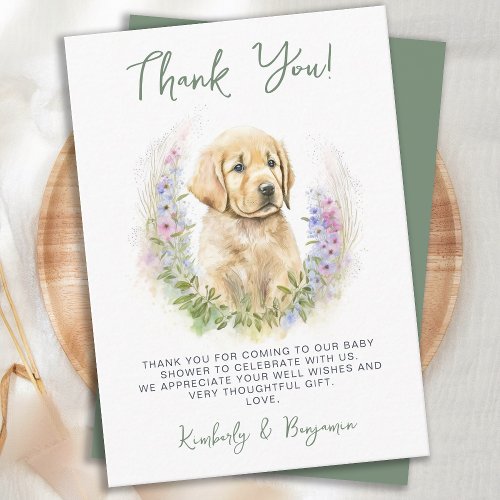 Budget Cute Puppy Dog Sage Thank You Baby Shower Note Card