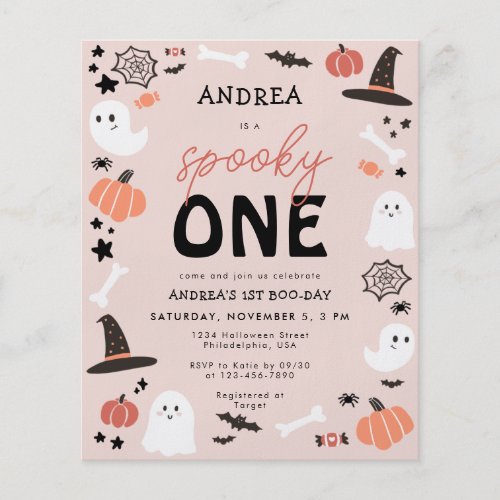 Budget Cute Spooky One Halloween First Birthday  Flyer