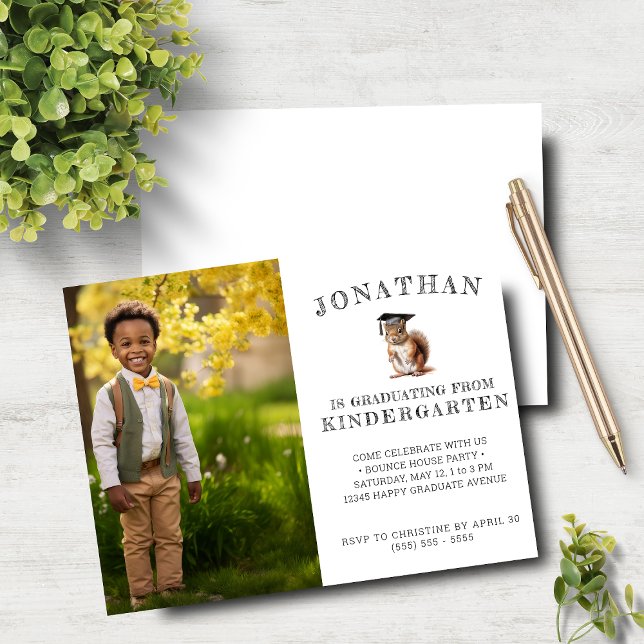 Budget Cute Squirrel Kindergarten Grad Invitation (Creator Uploaded)