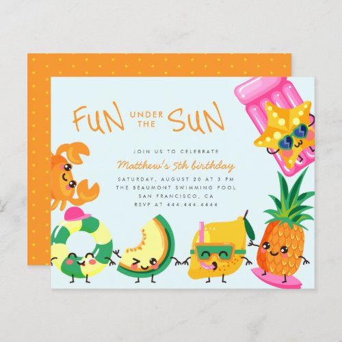 Budget Cute Summer Fun Under The Sun Kids Birthday