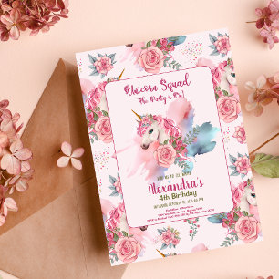 Budget Cute Unicorn Rainbow Birthday Party Flyer