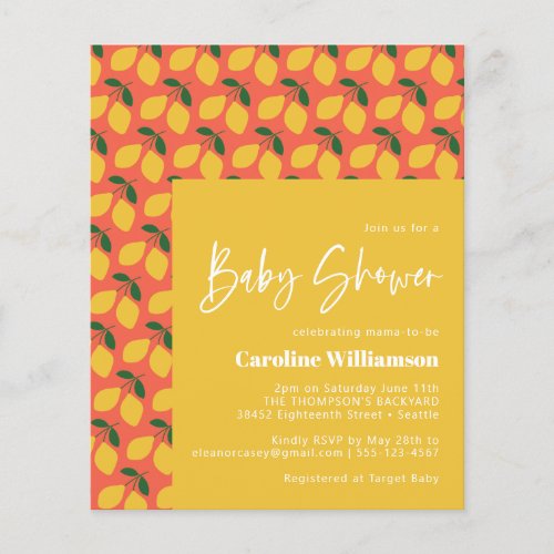 Budget Cute Vintage Lemons Orange Baby Shower 