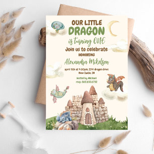 Budget Cute Watercolor Dragon Baby 1st Birthday