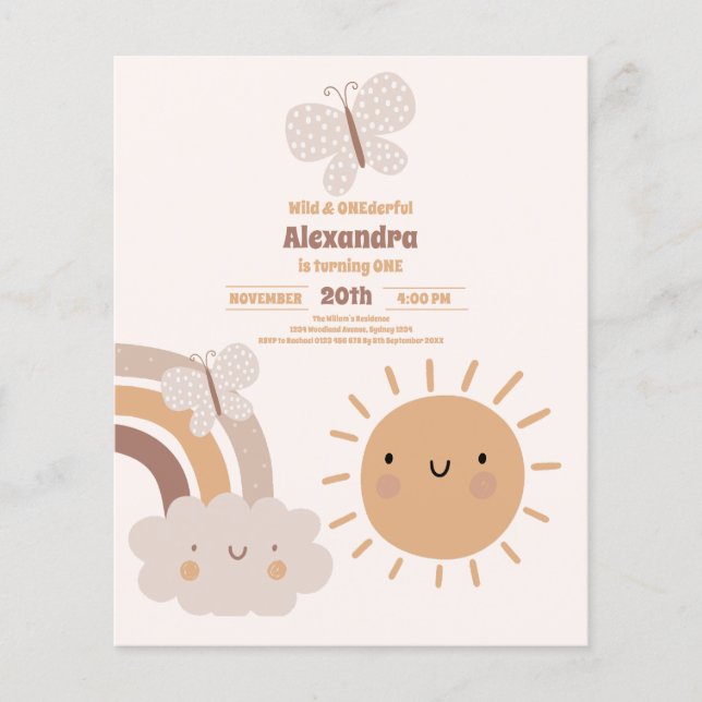 Budget Cute Wild & Onederful 1st Birthday Flyer (Front)