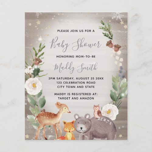 Budget Cute Woodland Animals Winter Baby Shower