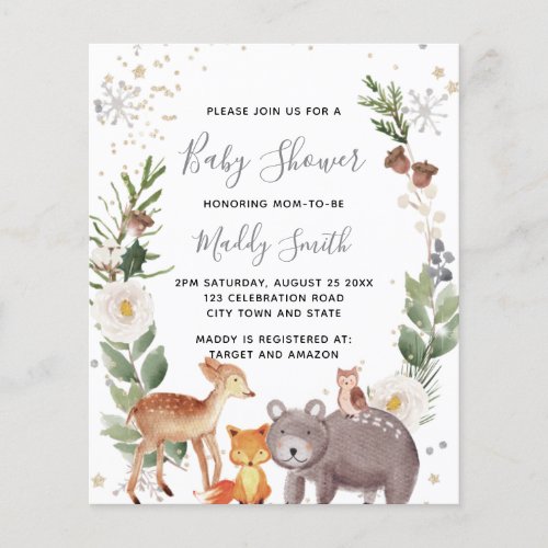 Budget Cute Woodland Animals Winter Baby Shower