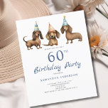Budget Dachshund Dog 60th Birthday Invitation Flyer<br><div class="desc">Budget dachshund dog 60th birthday party invitation flyer. Easy to change the text. Cute watercolor design.</div>