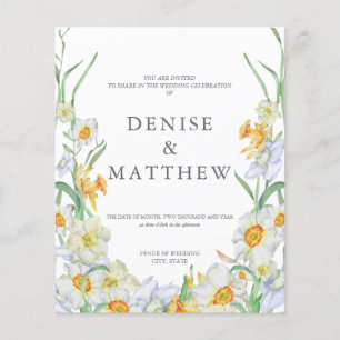 Budget Daffodil Wedding Invitation with Basil Back