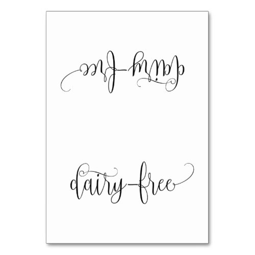 Budget Dairy Free Table Tent card
