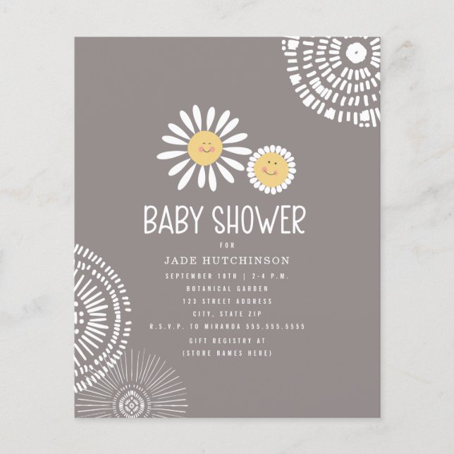 Budget Daisy Boho Baby Shower Invitation (Front)