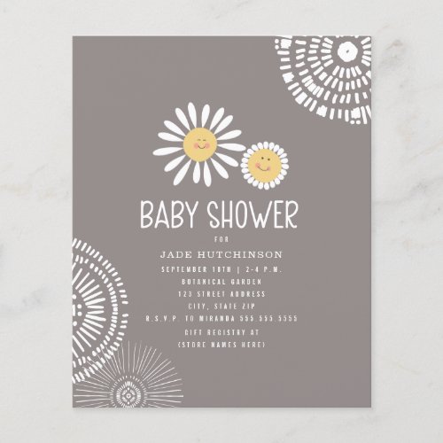 Budget Daisy Boho Baby Shower Invitation