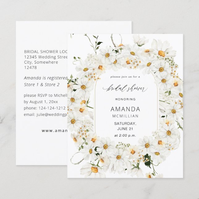Budget Daisy White Floral Bridal Shower (Front/Back)
