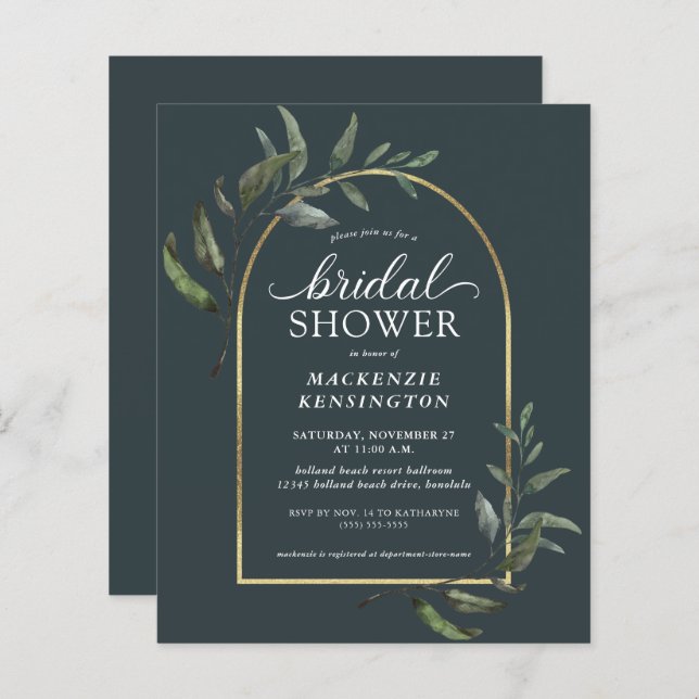 BUDGET Dark Eucalyptus Arch Bridal Shower (Front/Back)