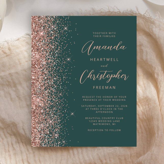 Budget Dark Green Rose Gold Script Wedding (Creator Uploaded)