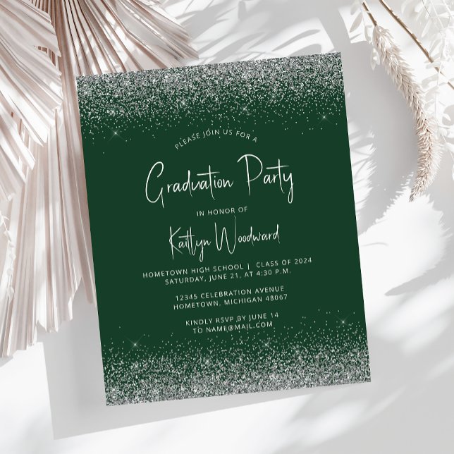 Budget Dark Green Silver Glitter Graduation Party (Creator Uploaded)