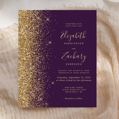 Budget Dark Purple Gold Glitter Wedding