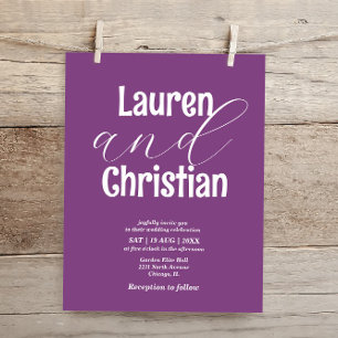 Budget Dark Purple Scripture Wedding Invitation