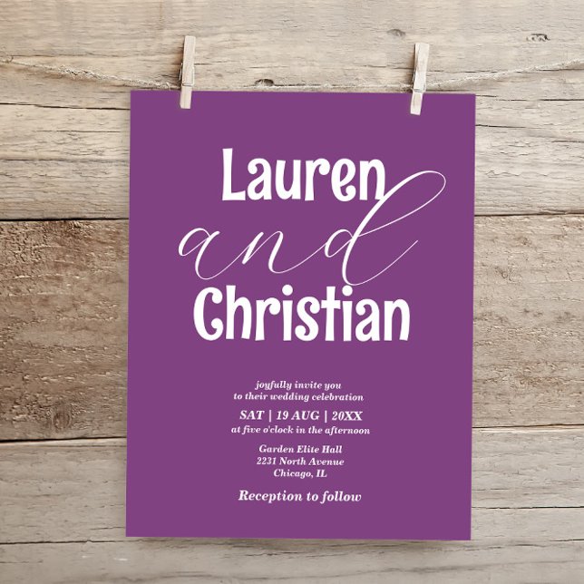 Budget Dark Purple Scripture Wedding Invitation (Creator Uploaded)