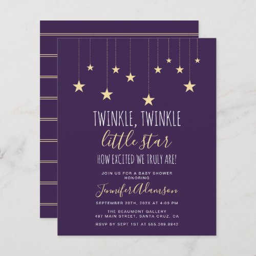 Budget Dark Purple Twinkle Little Star Baby Shower