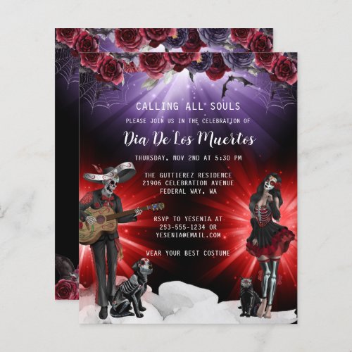 Budget Day of the Dead Floral Invitation