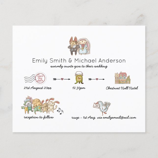 Budget Day of Wedding Timeline Modern Invitations (Front)