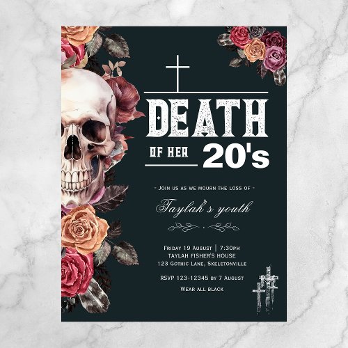 Budget Death of her 20s 30th birthday invitation Postcard