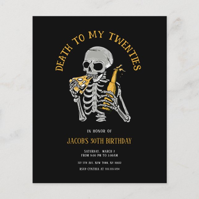 Budget Death to My 20s Invitation (Front)
