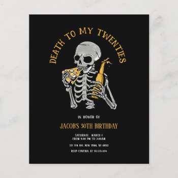 Budget Death To My 20s Invitation by MetroEvents at Zazzle