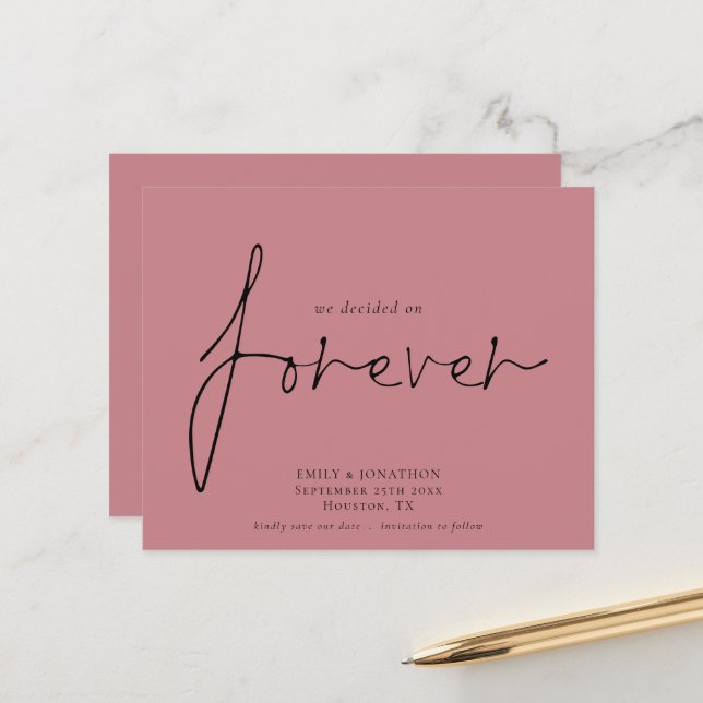 Budget Decided On Forever Dusty Rose Save The Date (Front/Back In Situ)