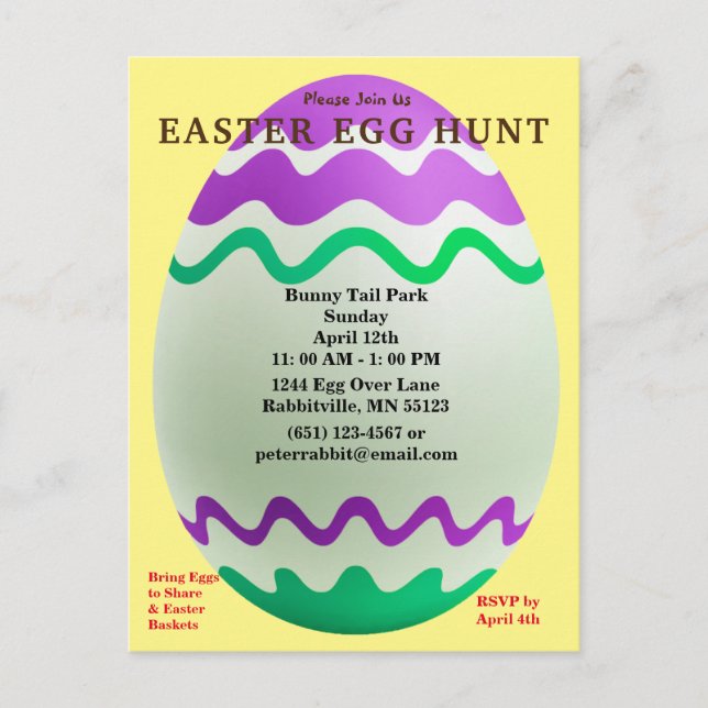 Budget Decorative Egg Easter Egg Hunt Postcard (Front)