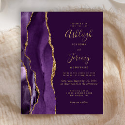 Budget Deep Purple Agate Gold Wedding Invitation