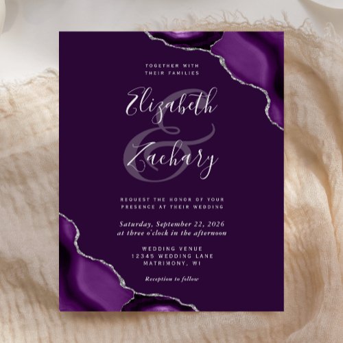 Budget Deep Purple Silver Agate Corners Wedding