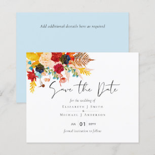 Budget Deep Red Blue Teal Cinnamon Save the Date